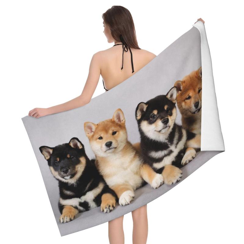 Chioee バスタオル人気 犬柄 柴犬 しばけん イヌ いぬ かわいい 大判 タオル マイクロファイバー タオ..