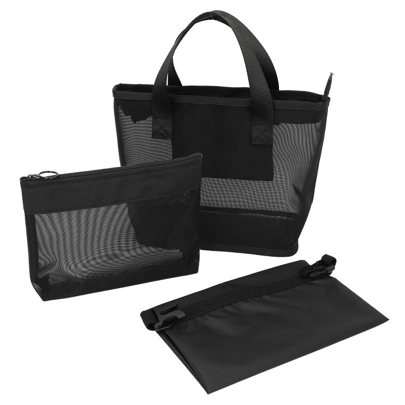 [alldeblue]サウナバッグ メッシュ 小さめ ドライバッグとポーチ付き 3点セット 銭湯