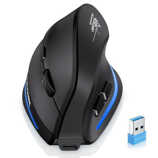 ECHTPower エルゴノミックスマウス ワイヤレス 縦型 無線2.4GHz LED 6ボタン 右手用 人間工学デザイン ECHTPower エルゴノミックスマウス ワイヤレス 縦型 無線2.4GHz LED 6ボタン 右手用 人間工学デザイン