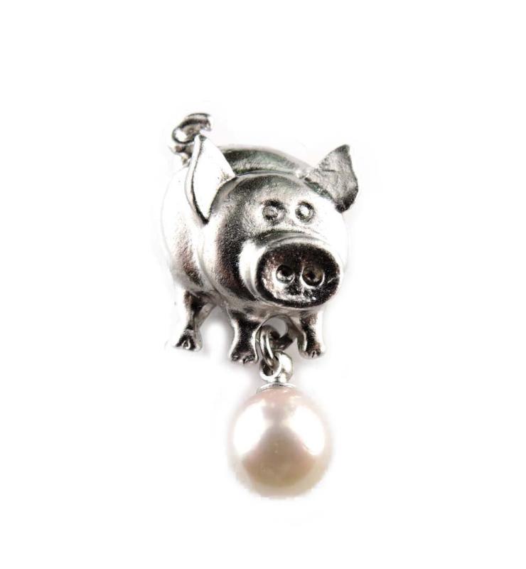 [イスズエムエスジェイ] ISUZU MSJ タックブローチ アコヤ ブタ 銀色 4947-SV