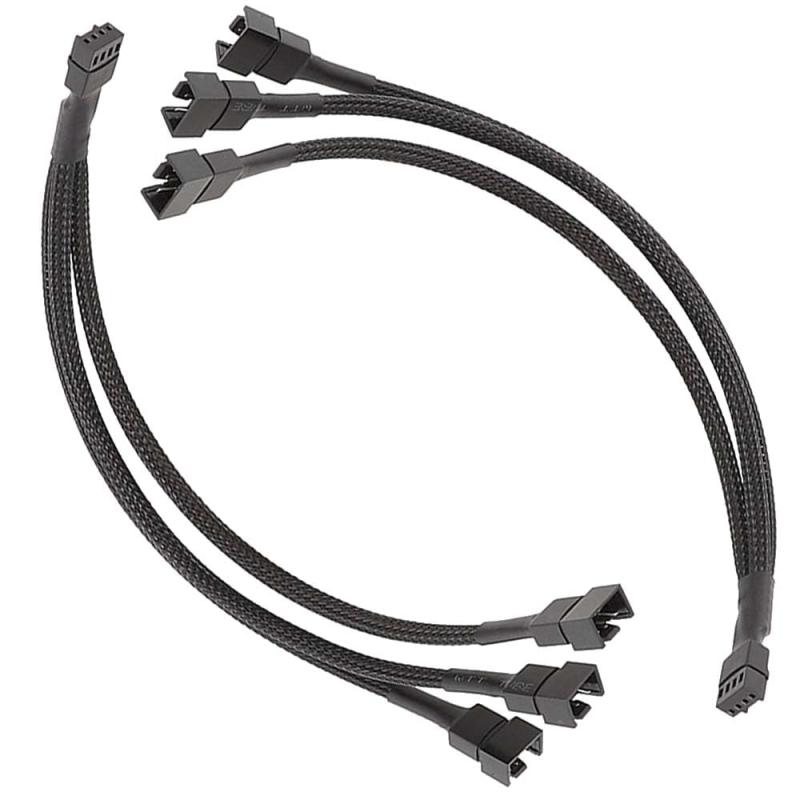 電源 ケーブル ファン用電源延長ケーブル ファン 分岐ケーブル PWM FAN用分岐ケーブル PWM 延長ケーブル 4ピン と 3ピン 4ピン 3ピン と 4ピン Y字型 2本セット 270cm （ブラック）
