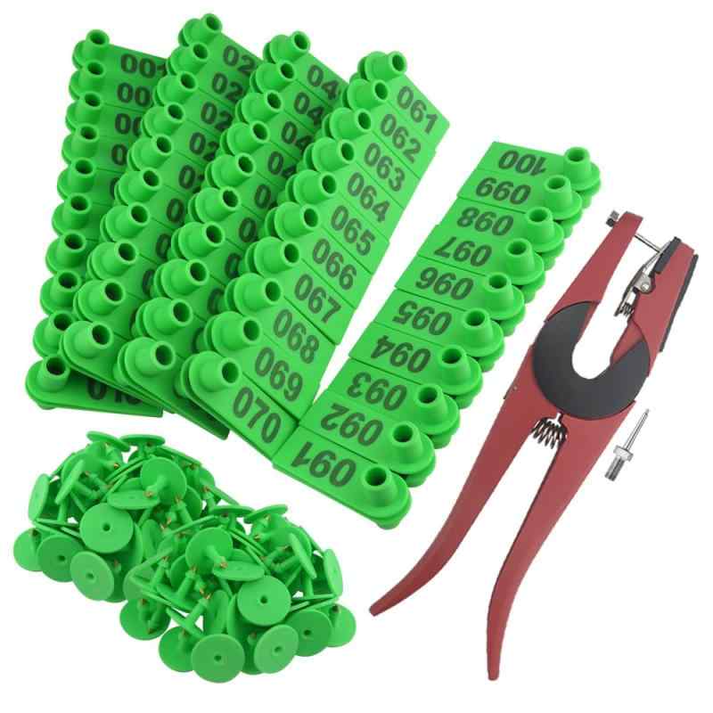 WMYCONGCONG 家畜耳タグ 1-100番号 動物耳タグ 動物耳標 耳タグ プラスチック イヤータグと1個 家畜動..