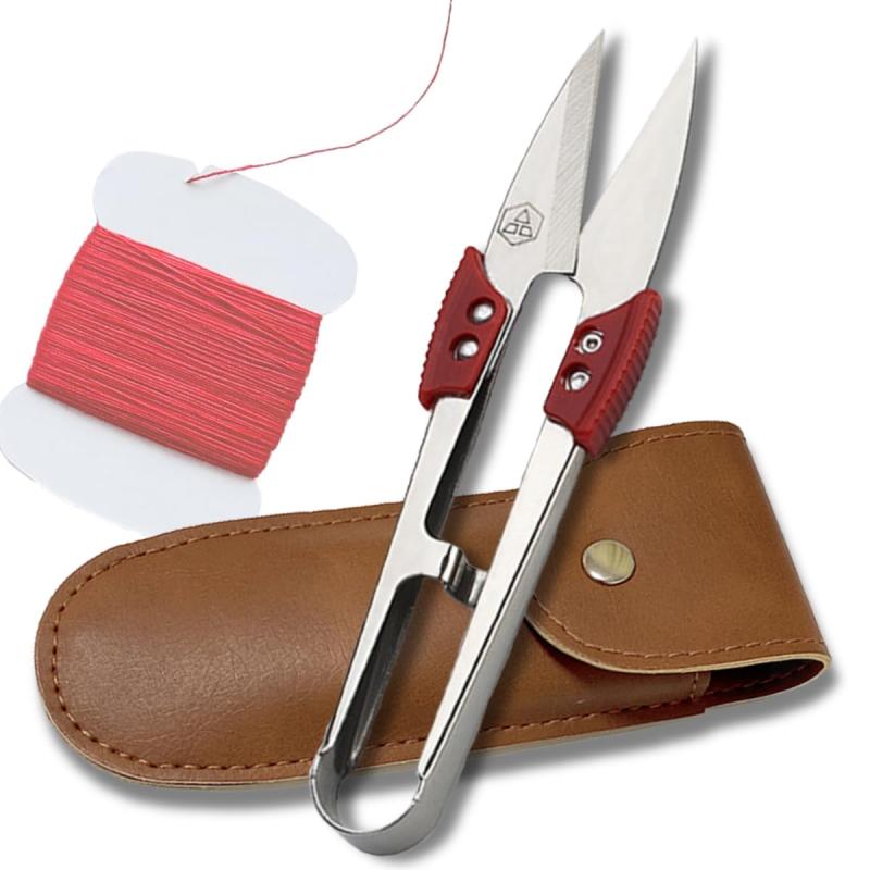 ReTORUE グリップ付で安全 よく切れる 糸切りバサミ 糸切りはさみ 糸切り 糸きりばさみ 専用レザーケー..