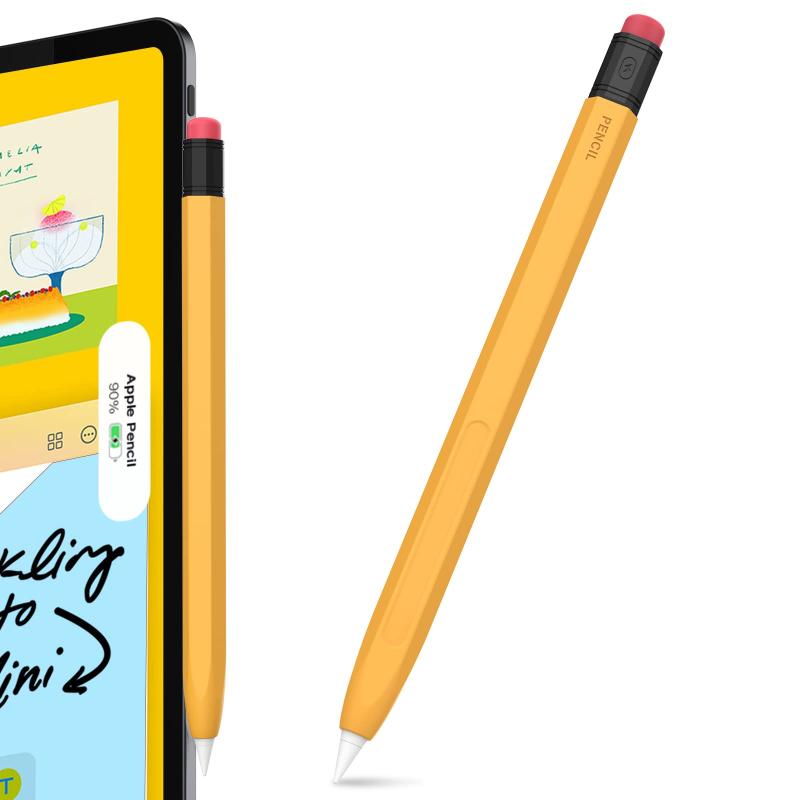 AhaStyle Apple Pencil 第二世代用シリコン保護ケース 鉛筆レトロデザイン 柔らかなシリコン材質 Apple Pencil 第二世代のみに適用 ワイヤレス充電対応