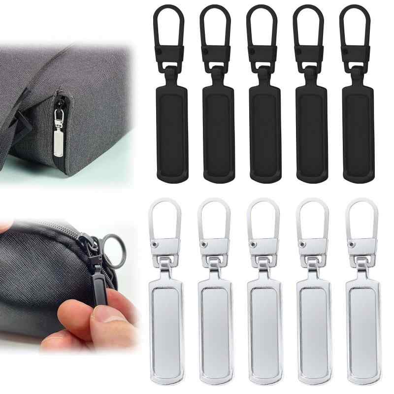 Reemplazo de metal de la cremallera del tirador de la cremallera (conjunto de 10) Piezas de reparación Hágalo usted mismo Artesanía Hecho a mano Fácil costura Maleta/bolso/ropa/botas desmontable Repare usted mismo