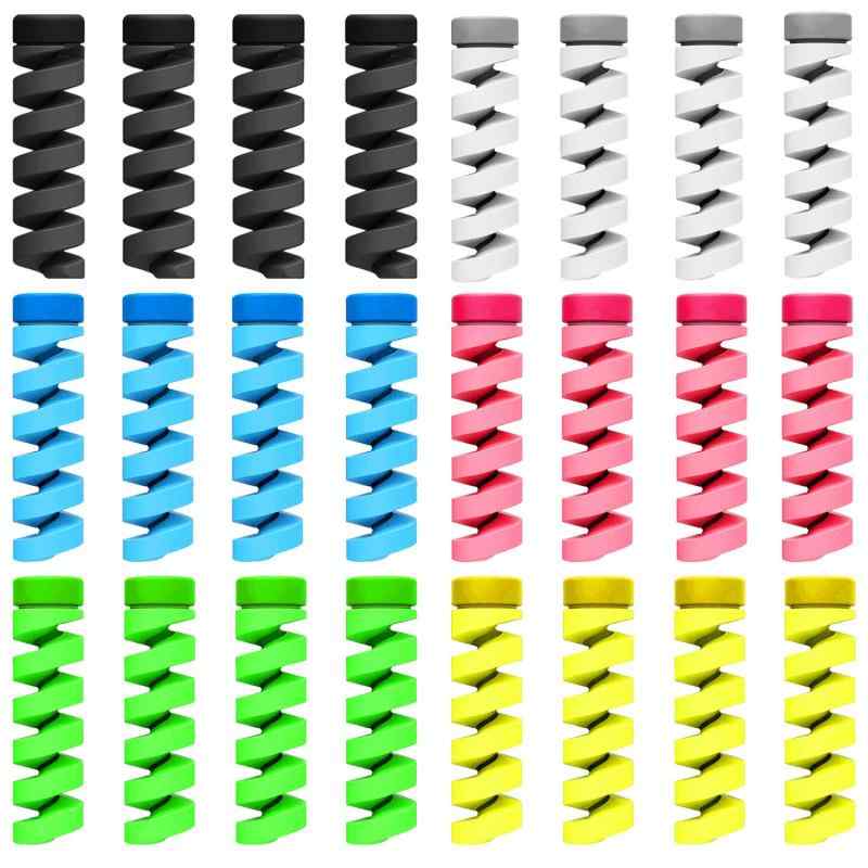 ケーブルプロテクター ケーブル収納カバー ツイスト カラー TPU素材 断線防止 折り防止 汚れ防止 耐摩耗性 DIY 2 色 24セット 3.7cm