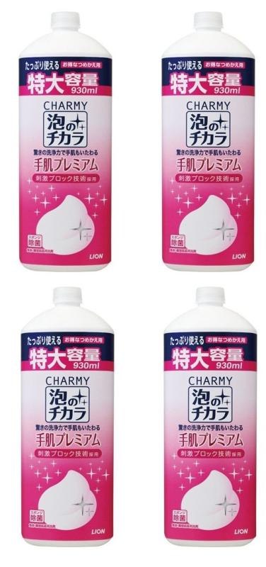 【まとめ買い】チャーミー泡のチカラ手肌プレミアム 食器用洗剤 詰替大型 930ml×4個(3)