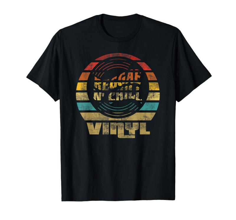 レトロ ビニール ビンテージ レコード プレーヤー レゲエとチル Retro Vinyl Reggae n chill Tシャツ