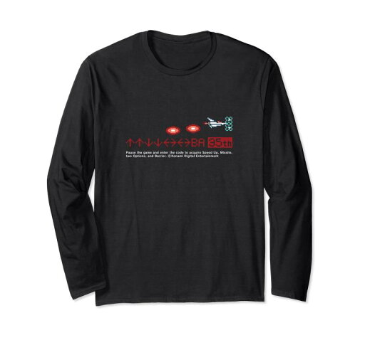 「グラディウス」上上下下左右左右BAフル装備 長袖Tシャツ 「グラディウス」上上下下左右左右BAフル装備 長袖Tシャツ