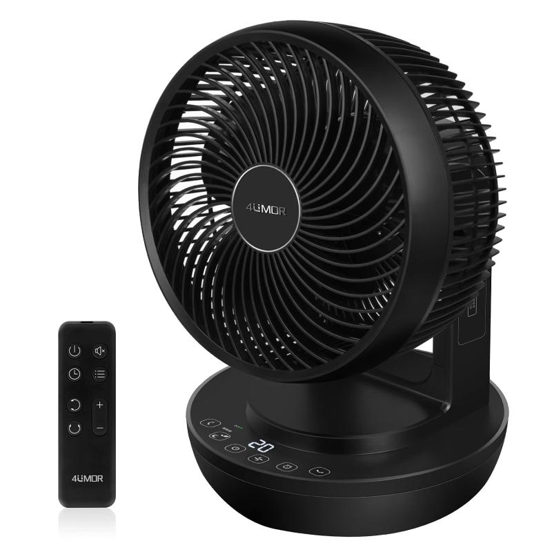 4UMOR サーキュレーター DCモーター 扇風機 静音 冷房 ECOモード パワフル リモコン付き 節電 首振り タイマー 小型 室内干し 衣類乾燥 空気循環 20畳 8段階風量