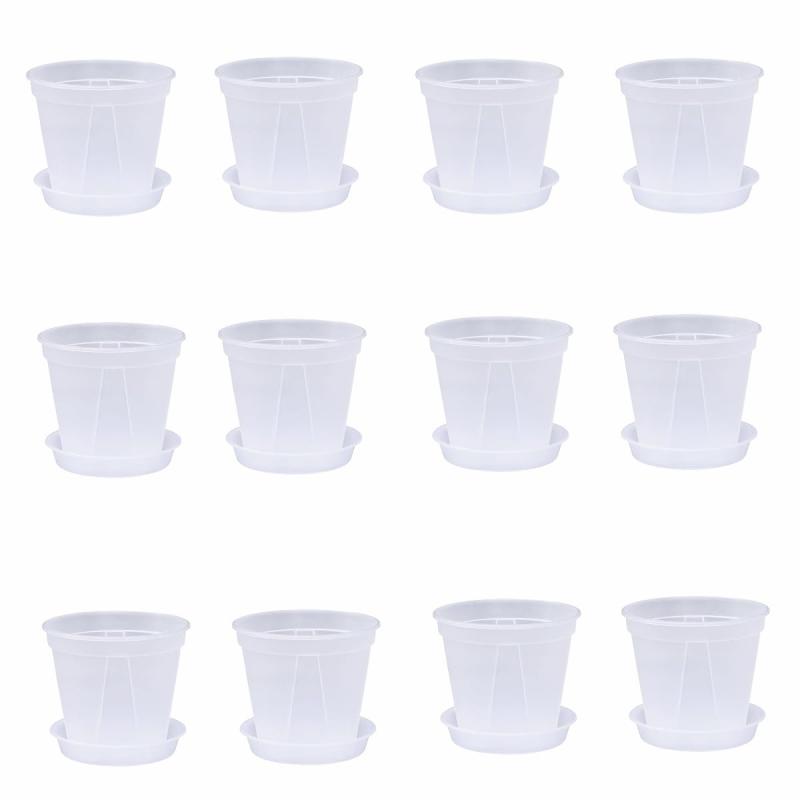 12個(3種類のサイズをご用意しております)透明 底皿付き植木鉢 プラ鉢 観葉植物