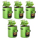 lanzoub 不織布ポット 5個セット 5/7/12ガロン 植物栽培バッグ 植え袋 不織布 フェルト プランター 野菜栽培 バッグ ガーデン 園芸 植物育成 ...