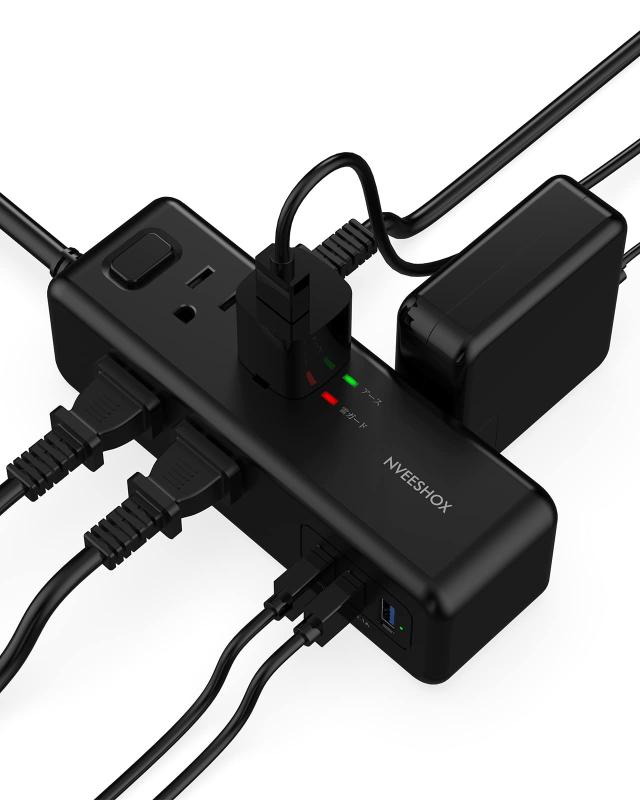 電源タップ 延長コード2m 雷ガード usbコンセントタップ 8個AC口 3個USBポート NVEESHOX mini型USBタップ テーブルタップ OAタップ マルチタップ たこあしコンセント 一括スイッチ付き 安全保護機能