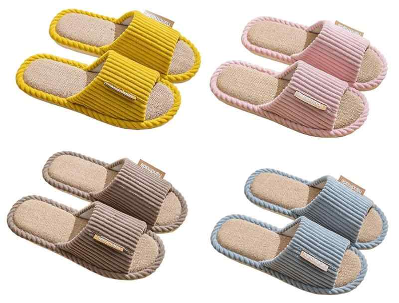 [Tzrcyc] スリッパ 室内 可愛い 北欧 ルームシューズ 来客用 レディース メンズ 男女兼用 洗える おしゃれ 亜麻 綿麻 前開き 通気性 滑り止め 春夏秋冬 部屋用 カップル オフィス用 4足