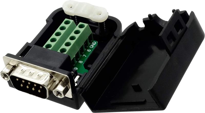 オーディオファン D-SUB 9ピン オス ケーブルネジ止め 9+GND 基板 ロックナット 樹脂部品ブラック