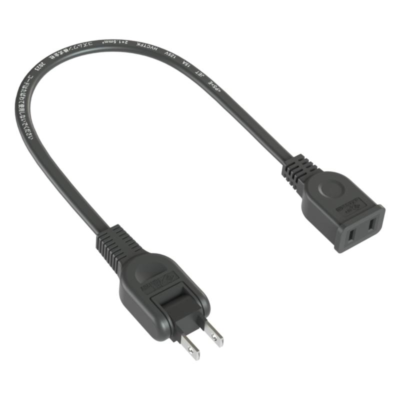 充電 延長コード 軽量 0.3m 電源ケーブル 1個口 ACアダプター 延長ケーブル オス-メス 0.3メート 火災予防安全タップ 2P ブラック 縁キャップ付き トラッキング防止 使いやすい 二重被ふくコ