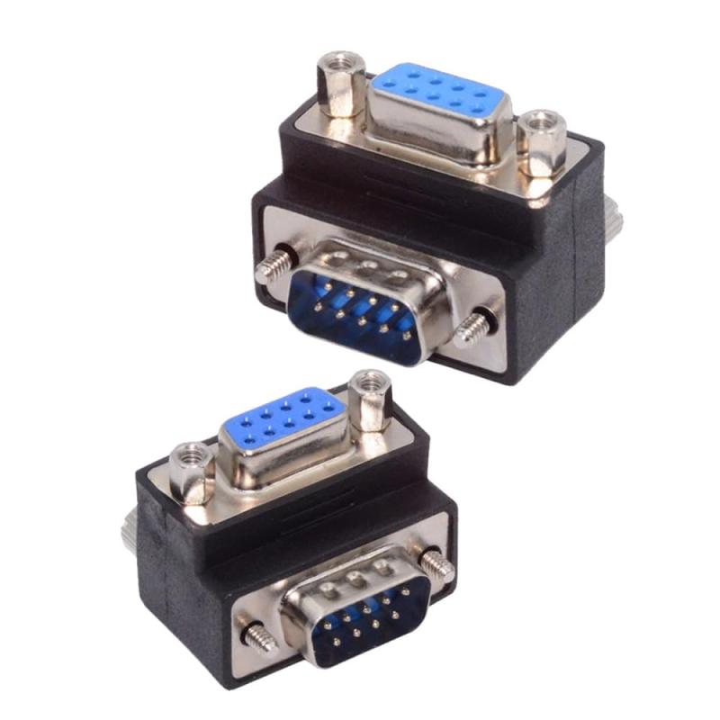 Cablecc RS232 D-Sub 9Pin 90度角度付き雄ねじタイプ - 雌ナットタイプ延長アダプター