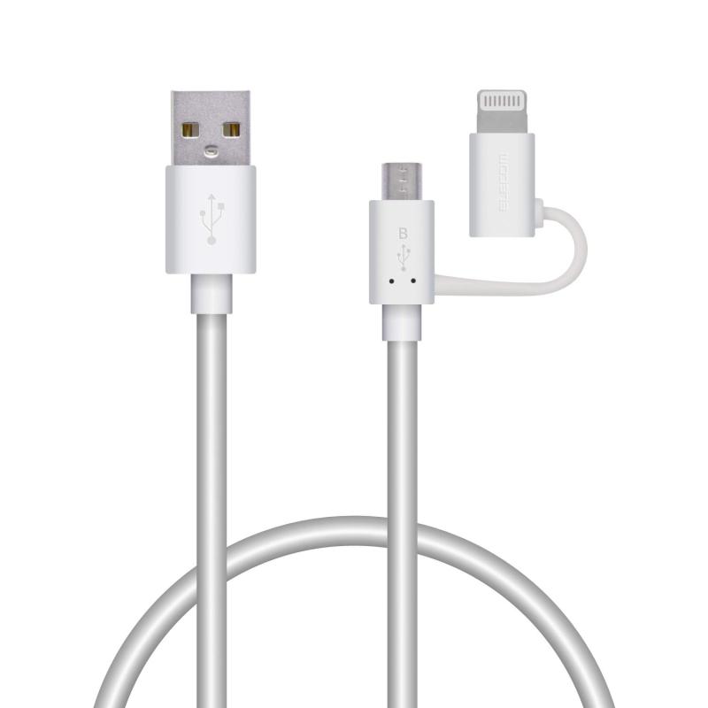 エレコム スマートフォン用USBケーブル 2in1 microUSB+Lightning 0.3m~1.2m ホワイト