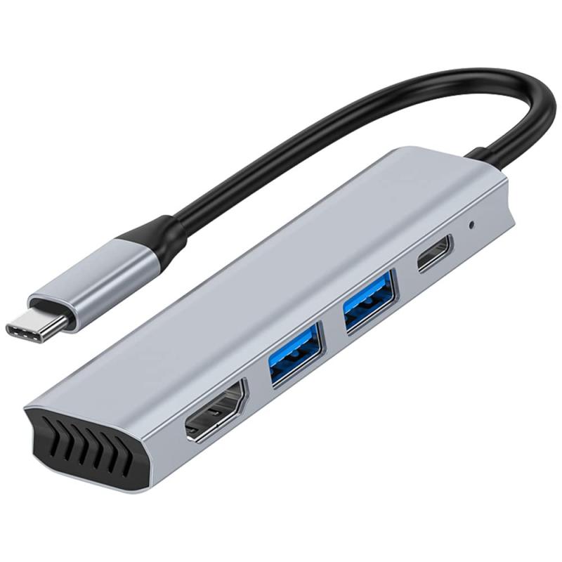 Glvaner Type-cハブ 4in1 (HDMIポート*1/ USB3.0 ポート*1/ USB2.0 ポート*1/PD充電ポート)変換アダプタ 4K HDMI 高速充電 USB-C 直挿し 軽量 放熱対応 持ち運び便利 アルミニウム合金製