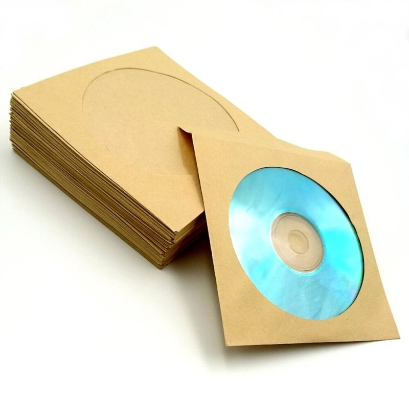 (TUISKU) CDケース DVD 紙 製 クラフト紙 300枚 入 茶色 収納 整理 プレゼント に