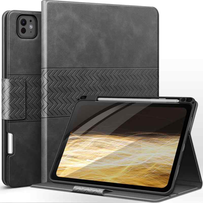 auaua iPad Pro 11インチ ケース (M5/M4) 2025/2024 専用 ペン収納 Pencil Pro/USB-C完全対応 PU レザー 耐衝撃 ひび割れ防止 オートスリープ/ウェーク＆スタンド機能付き 手帳型 カバー