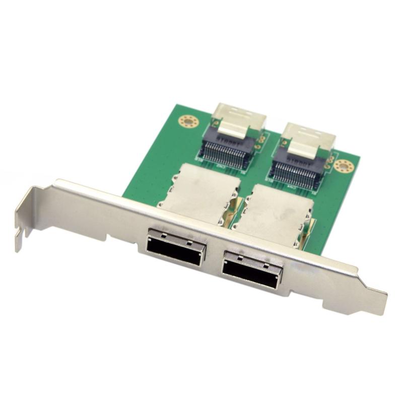 Cablecc PCI-Express 4.0 Mini SAS SFF-8087 SFF-8611SFF-8654からSFF-8643SAS HD PCBAメスアダプタ（ブラケット付き）