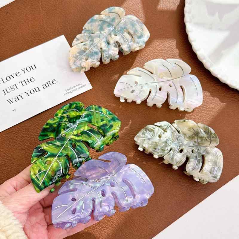 ヘアアクセサリー 女性用 大型 葉っぱ デザイン 髪留め 醋酸素材 クランプ ヘアクリップ ディスクアップ ヘアピン 頭飾 ファッション 通勤スタイル カラフル 夏向け 軽量 手作り 9.3cm サイズ