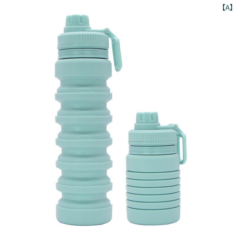 折りたたみ水筒 大容量 750ml シリコン 軽量 ポータブル 現代簡約 淡青 ピンク ブラック プラスチック PP 素材 耐久性 漏れ防止 キャップ キャリー ストラップ 付き アウトドア 旅行 ハイキング サイクリング スポーツ アクセサリー ボトル