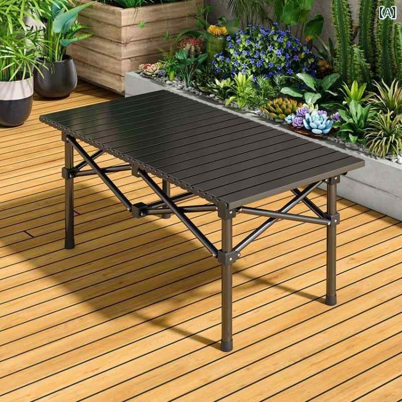 Chairs, Tables, Sheets - アウトドア 折りたたみ テーブル 椅子 セット 便携 キャンプ ピクニック 収納 バッグ 付き 牛津布 軽量 耐久 長テーブル 方形テーブル 黒 黄色 米色 2人用 4人用 6人用 特大椅子 屋外 家具 ポータブル