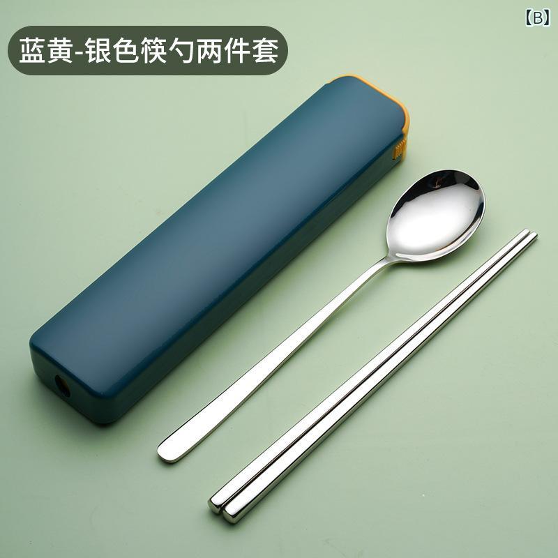 LiLishop6のキャンプ 学生 通勤 便携 引き出し式 ポータブル 食器 セット 304 不锈钢 箸 スプーン フォーク 三点セット ステンレス 軽量 コンパクト 収納 ケース 付き 白 カラーバリエーション 緑 ブルー 日常使い ピクニック 屋外 アクセサリー 耐久性｜アングル3