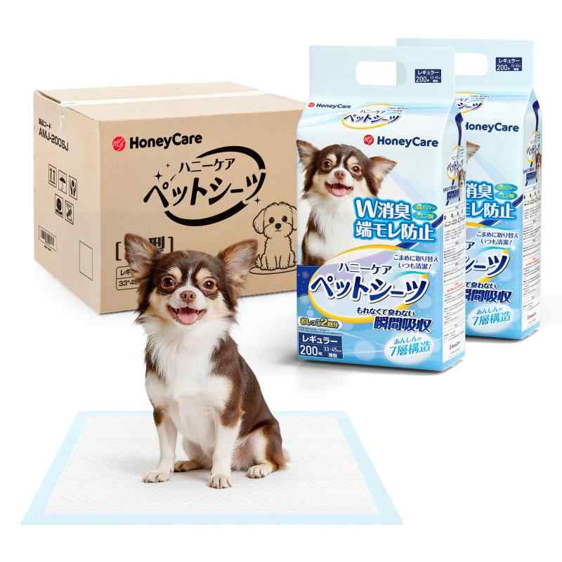 ペットシーツ 中厚型 AA本商品「ハニーケア ペットシーツ」は中厚型ですが、多層構造を採用したため、オシッコをたっぷり吸収いただけます。