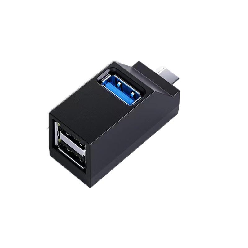 Type-Cハブ 3ポートUSB 3.0+USB 2.0コンボハブ超小型バス電源USB-C変換アダプタインタフェース拡張高速軽量 コンパクト 携帯便利1個入（ブラック）