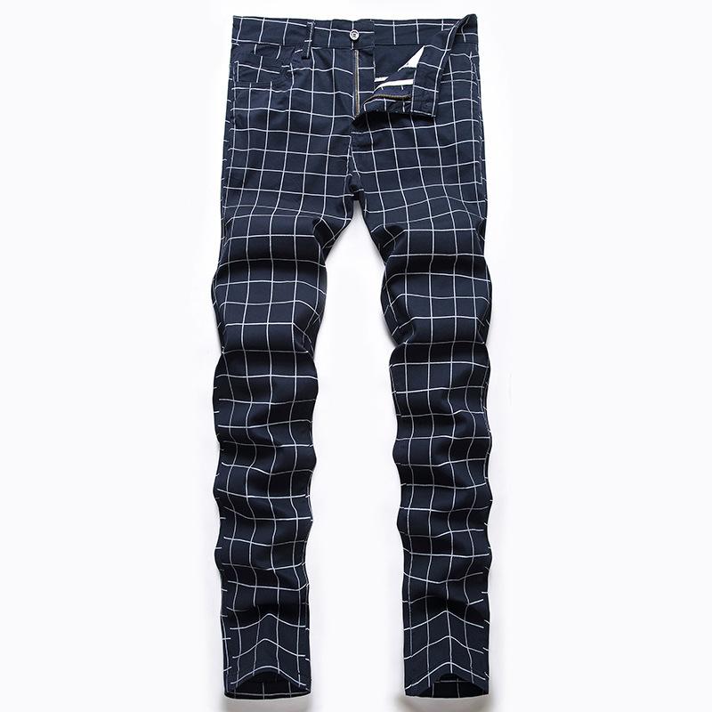 Pants - メンズ スラックス ビジネス ビジネスカジュアル 普段使い 通勤用 直筒 縦ストライプ 格子柄 コットン 綿素材 透気性 吸湿 速乾 耐摩耗 色牢度 高 ミッドライズ ミディアムストレッチ 黒 ネイビー グレー 長ズボン 大きいサイズ ユニセックス