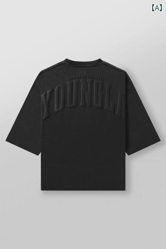 Wear - YOUNGLA 国境を 越えた 男性の超 大型 t シャツ 発泡 プリント 純綿 半袖 アメリカ 運動 フィットネスレジャー 上着