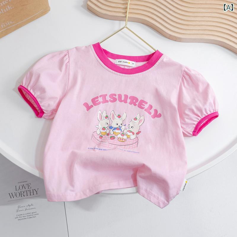 ・カテゴリ: 童Tシャツ・スタイル: 韓版・主な素材: 綿95%・袖丈: 短袖・ネックライン: 丸首・柄: 卡通・カラー展開: ピンク、ピンク卡通、ホワイト卡通、ピンク小汪・サイズ展開: 80、90、100、110、120、130