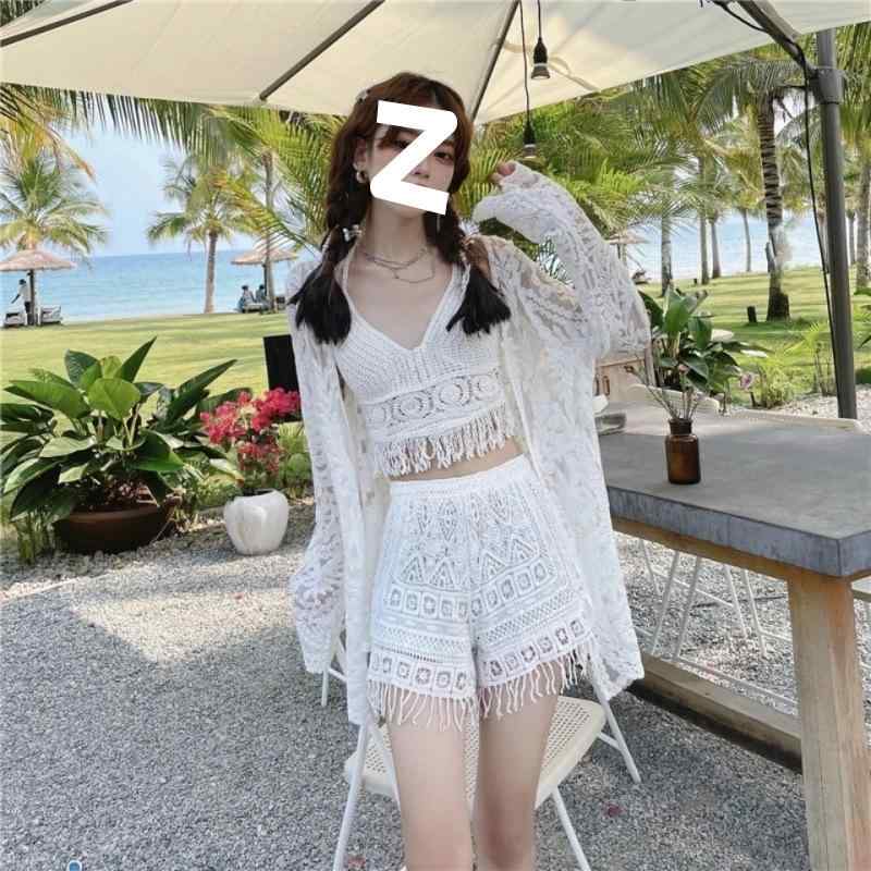 ・スタイル: 分体泳衣・適用性別: 女・適用年齢段: 老年・袖丈: 長袖・主な素材: 聚乙烯醇纤维（维纶）91%-95%・カラー展開: 白色、杏色・サイズ展開: 裤子、外套、两件套(吊带+裤子)、三件套(吊带+裤子+外套)