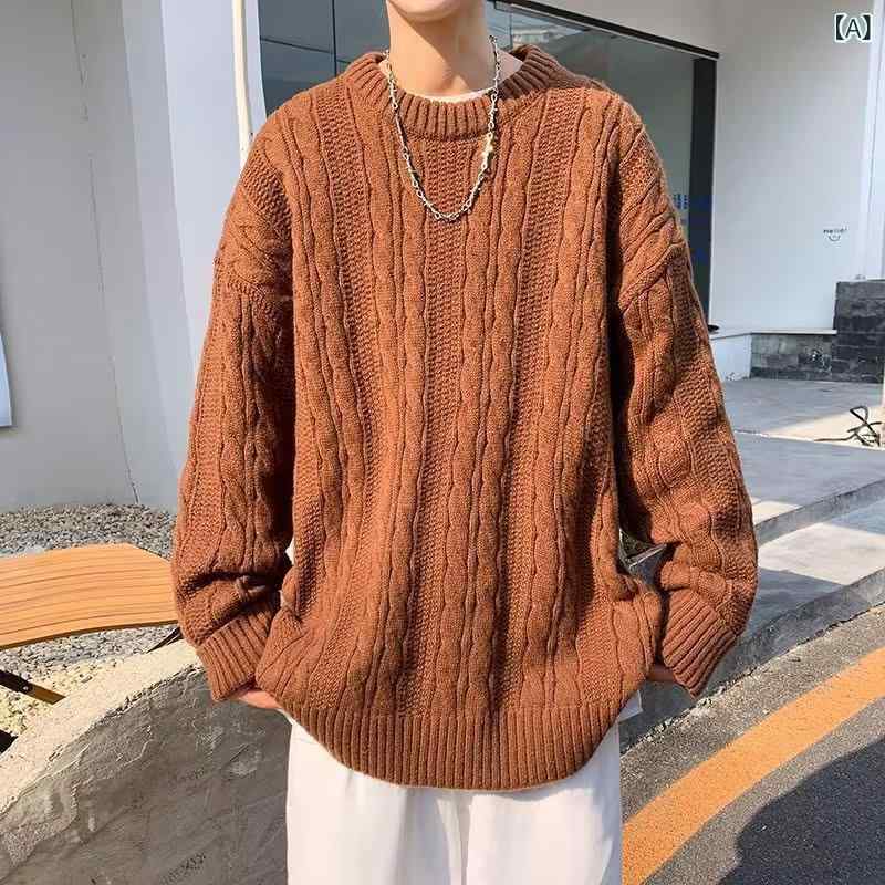 メンズ ニット セーター 秋冬 長袖 カジュアル おしゃれ 暖かい 防寒 ケーブル編み レトロ 紳士服 トップス 男性 紳士用 男性用 カジュアルウェア 普段使い デイリーウェア lilishop6-store-10896217 LiLishop6 サンプル画像2