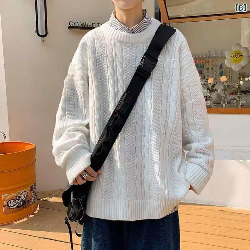 メンズ ニット セーター 秋冬 長袖 カジュアル おしゃれ 暖かい 防寒 ケーブル編み レトロ 紳士服 トップス 男性 紳士用 男性用 カジュアルウェア 普段使い デイリーウェア lilishop6-store-10896217 LiLishop6 サンプル画像3