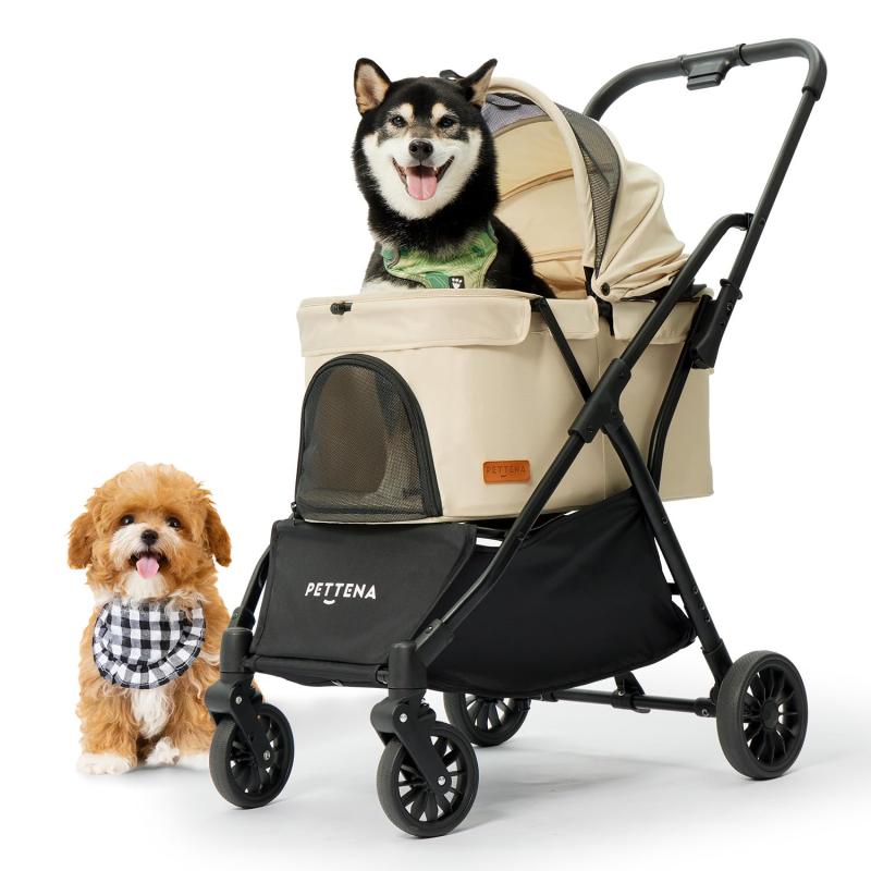 【最新自立型】PETTENA 分離型 ペットカート 耐荷重20KG 広い空間 自立可能 ワンタッチ折畳 軽量 使用簡単 犬 バギー 猫