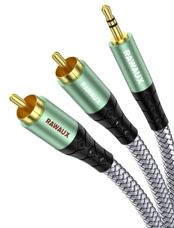 【送料無料】RCA 3.5mm 変換 オーディオケーブル、90度3.5mm TRSプラグ - 2 RCA ステレオケーブル 直角AUX - フォノ 赤白ケーブル24K金メッキ AUXアダプターケーブル テレビ、携帯電話、ノートパソコン、ホームシアター