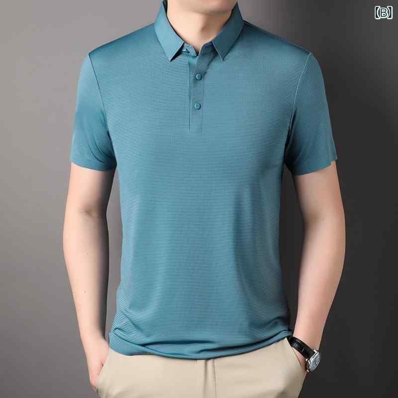 ポロシャツ メンズ 男性用 半袖 襟付き Tシャツ トップス 無地 薄手 通気性 吸湿速乾 涼しい 快適 ビジネス カジュアル 通勤 普段使い 紳士 ゴルフ 父の日 シニア 30代 夏 ホワイト ブルー カーキ lilishop6-store-11180894 LiLishop6 サンプル画像3