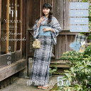 【川口ゆりな コラボ浴衣 下駄付き 5点セット 】涼風の格子 1人で 簡単着付け CELEN 浴衣 新作 高品質 レディース 兵児帯 平帯 腰紐 セット 女性 ...