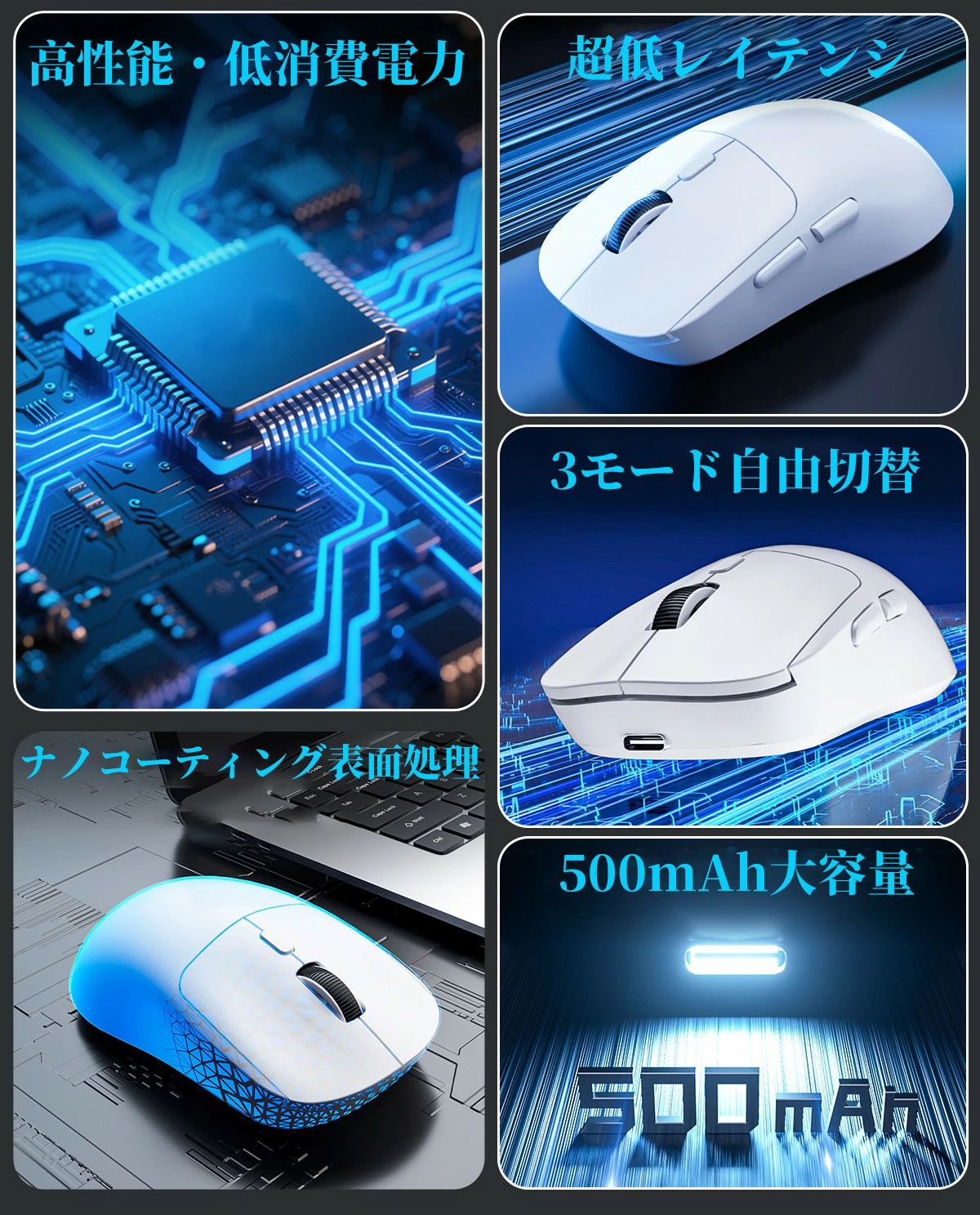 Lillysartの左右対称｜静音 マルチペアリング｜高速充電 Type-C 充電式｜Windows 対応 かわいい おしゃれ｜アングル3