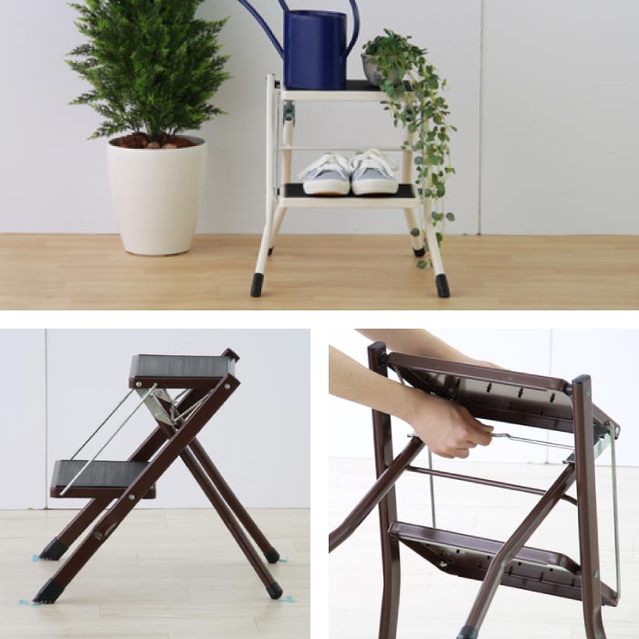 ステップ台 折りたたみ 脚立 踏み台 2段 二段 ステップ ステップスツール ステップチェア おしゃれ インテリア シンプル 機能的 軽量 コンパクト 白 赤 ホワイト レッド ブラウン アシスタ PC-334 SGC-334OR通販格安セール情報 楽天 通販
