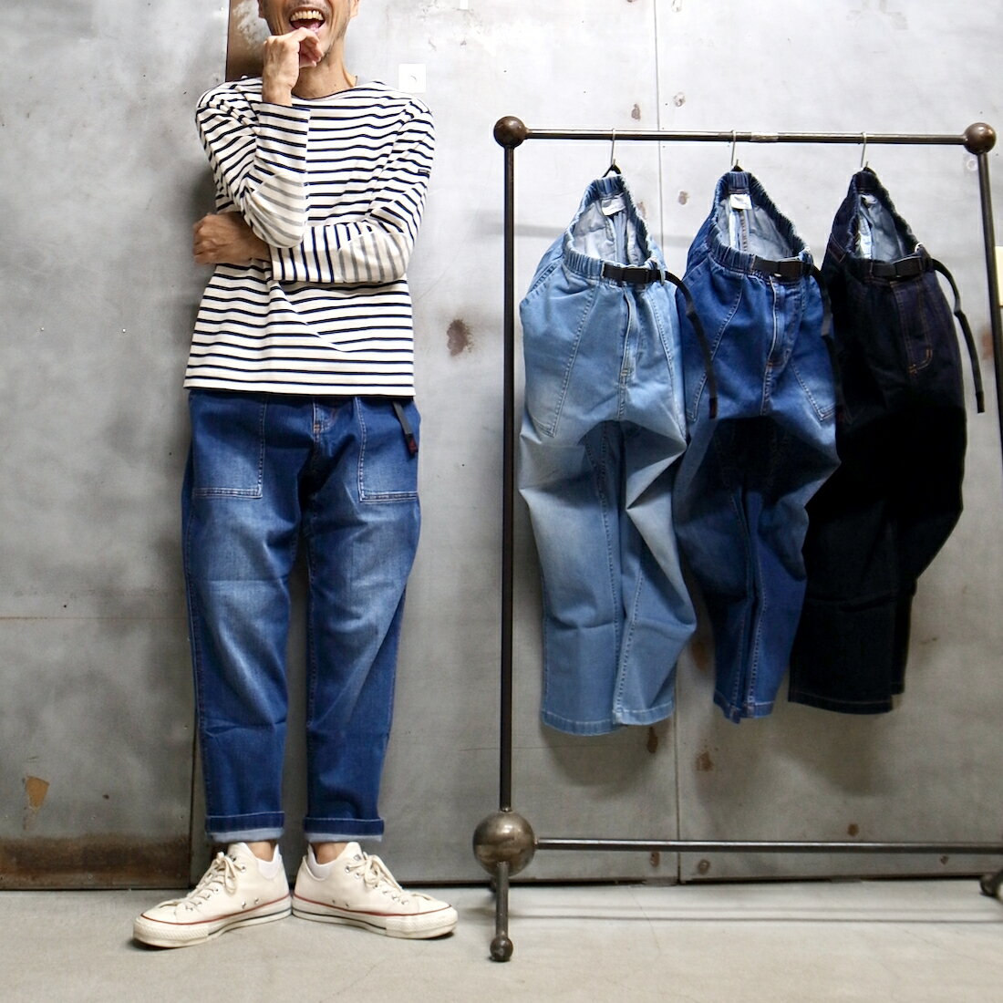 ［人気のルーズフィットデニム！］ G3FU-P004 STRETCH DENIM LOOSE TAPERED PANT / ストレッチデニム ルーズテーパードパンツ クロップドパンツ グラミチパンツ クライミングパンツ