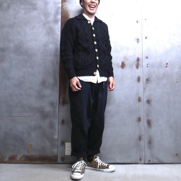 【 INVERALLAN / インバーアラン 】 3A Lumber Cardigan / 襟付き カーディガン ALLAN KNIT ［BLACK / ブラック］ アランセーター フィッシャーマンズセーター ［並行輸入品］ 【返品交換対象外商品】【お支払いはクレジット決済のみ】