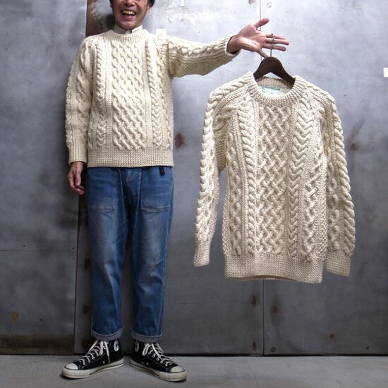 【 INVERALLAN / インバーアラン 】 1A CREW NECK SWEATER / クルー ネック セーター ［ NATURAL / ナチュラル ］ アラン セーター フィッシャーマンズ セーター 【並行輸入品】 ※【返品交換対象外商品】※【お支払いはクレジット決済のみ】