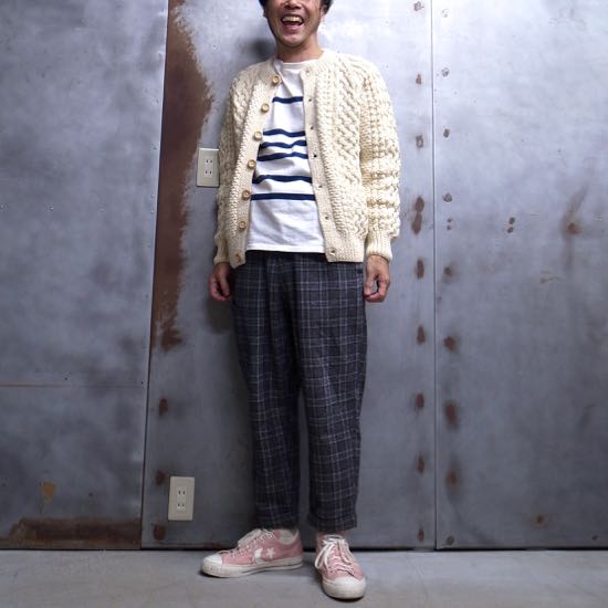 【 INVERALLAN / インバーアラン 】 4A Golfer Cardigan / 襟なし クルー カーディガン ［ NATURAL / ナチュラル ］ アラン セーター フィッシャーマンズ セーター 【並行輸入品】 ※【返品交換対象外商品】※【お支払いはクレジット決済のみ】