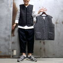 【 COLDBREAKER / コールドブレーカー 】6A NO COLLAR VEST / ノー カラー ベスト Wool Boa Vest / ウール ボア ベスト Body warmer / ボディー ウォーマー MADE IN POLAND / ポーランド製