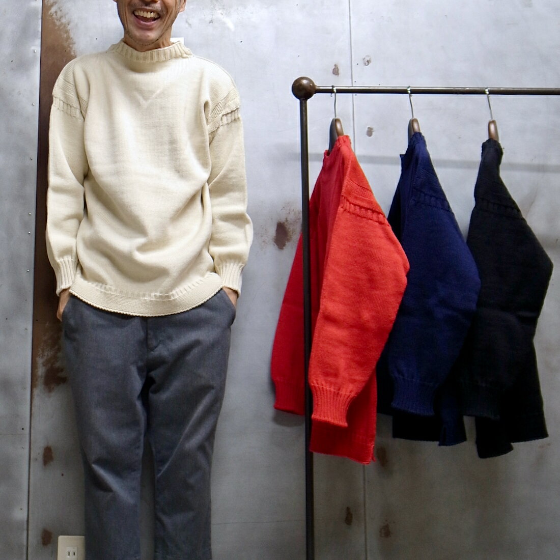  Trad Guernsey Oversize Pullover ガンジー セーター オーバーサイズ ガンジーニット マリンセーター フィッシャーマンズセーター MADE IN GUERNSEY BRITISH ISLES 英国製 ◆ GW1001